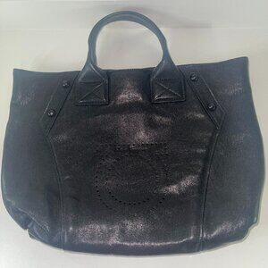 Salvatore Ferragamo Gancini Black Leather Handbag